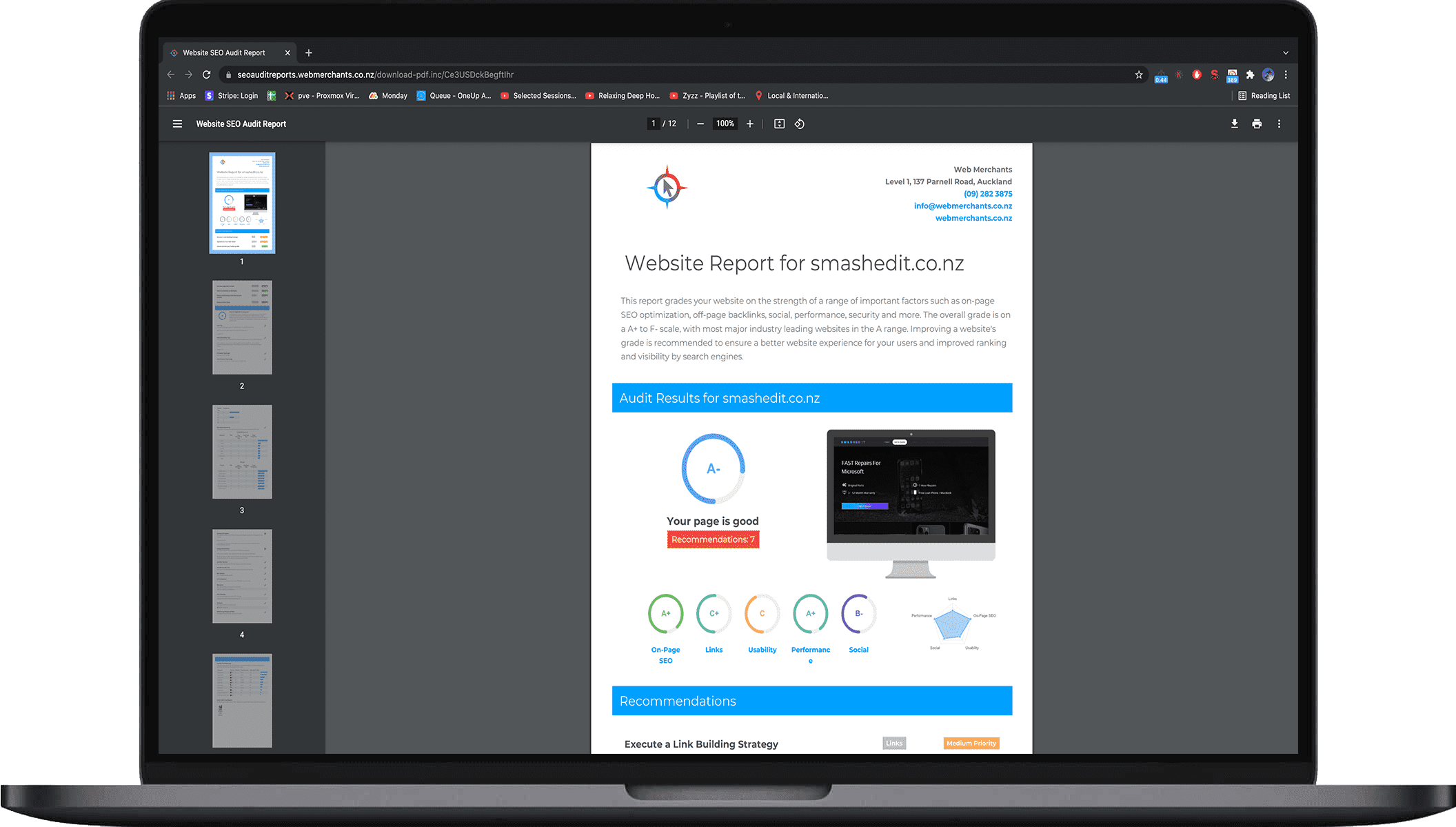 seo audit report example in macbook