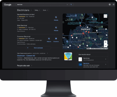 Local SEO result on iMac